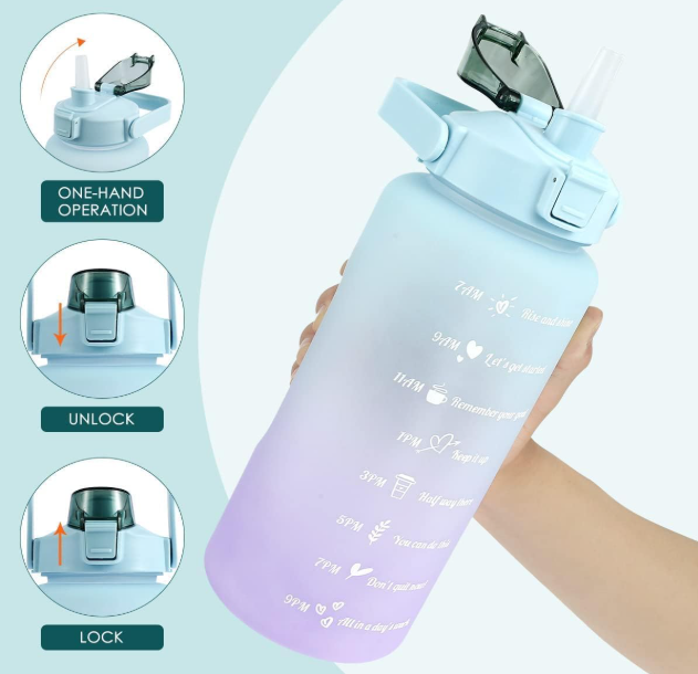 🧴 3-in-1 Motivational Water Bottle – 2L | Leakproof | BPA-Free | Set of 3