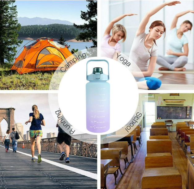 🧴 3-in-1 Motivational Water Bottle – 2L | Leakproof | BPA-Free | Set of 3