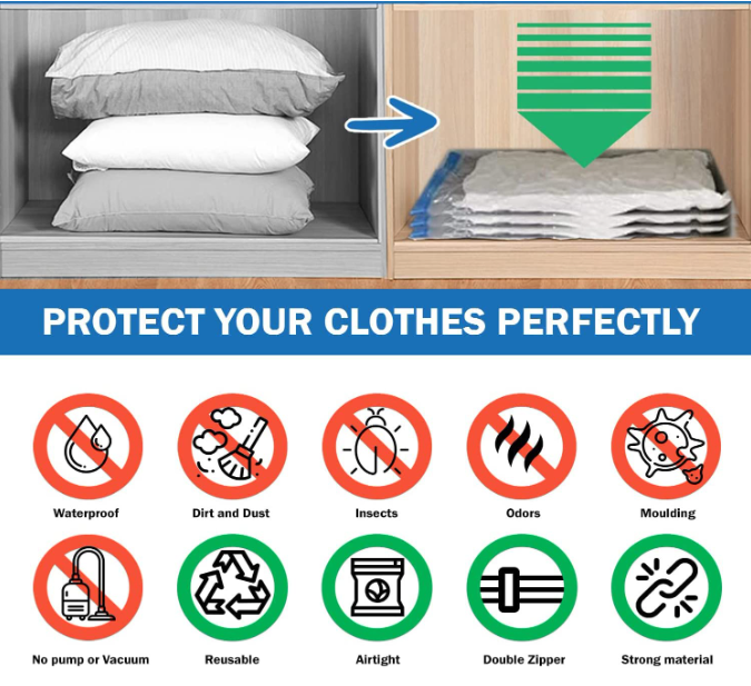 Super Saver Vacuum Compression Bags with Hand Pump (Pack of 5)