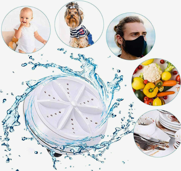🌀 Mini Turbine USB Washing Machine – Portable Ultrasonic Washer