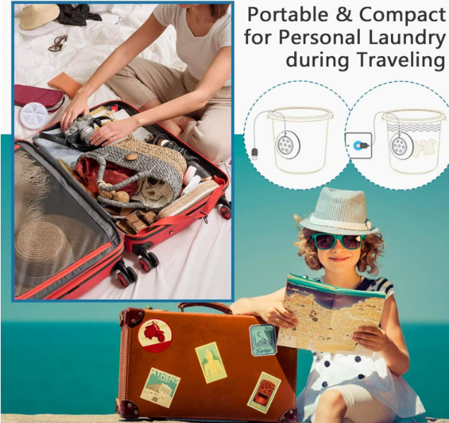 🌀 Mini Turbine USB Washing Machine – Portable Ultrasonic Washer