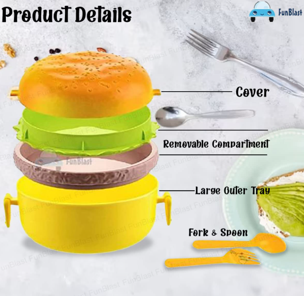 🍔 Modevista™ Burger Shape Lunch Box for Kids