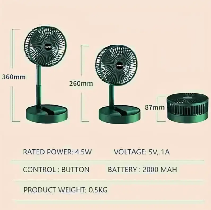 Adjustable & Rechargeable Standing Pedestal Fan