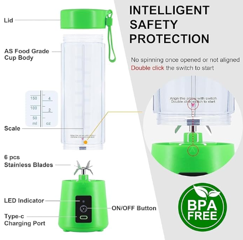 USB Rechargeable Portable Juicer – Blend Anywhere, Anytime!