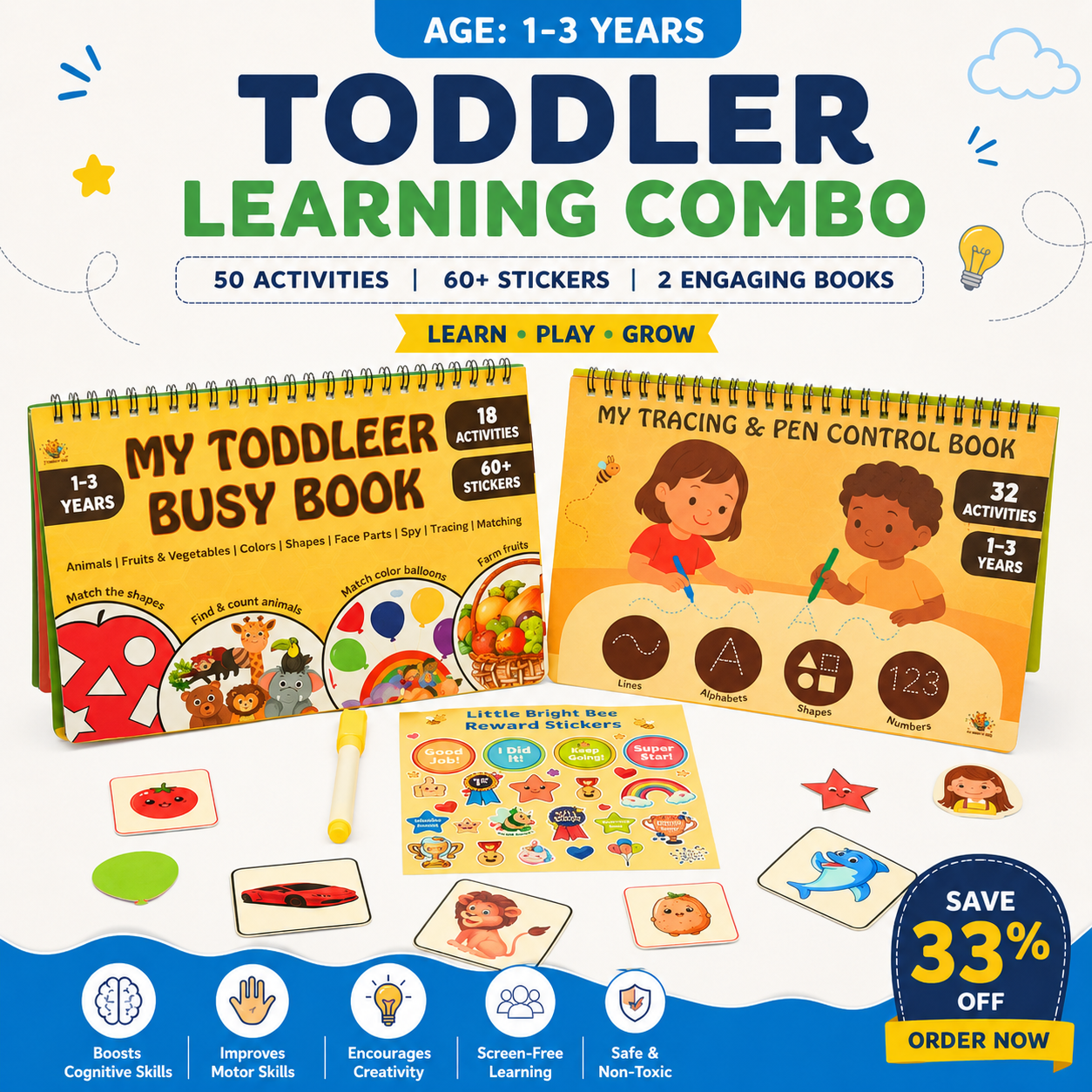 🎁 Toddler Early Learning Kit (1–3 Years)
