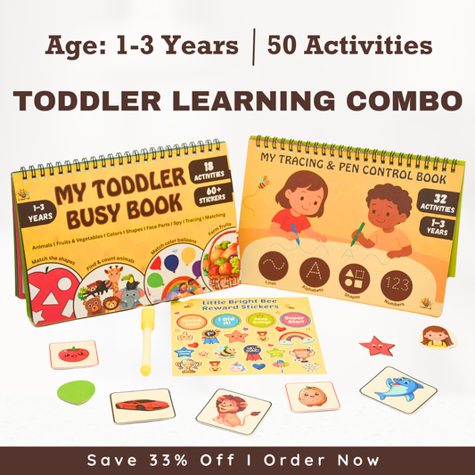 🎁 1–3 Years Learning Combo – My Toddler Busy Book + My Tracing & Pen Control Book