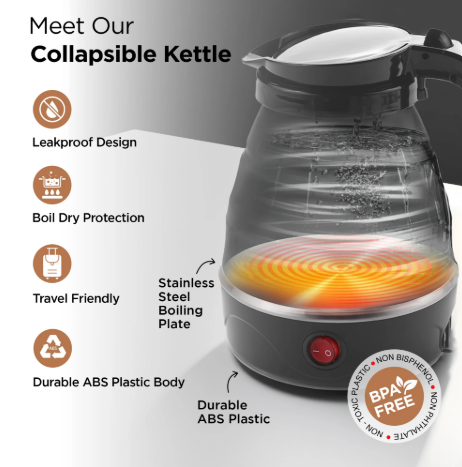 Collapsible Electric Kettle – Portable, Safe & Travel-Friendly