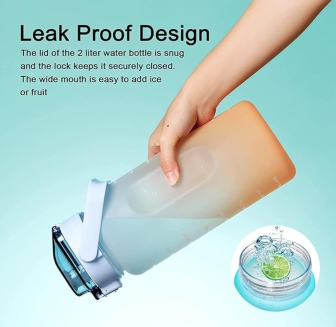 🧴 3-in-1 Motivational Water Bottle – 2L | Leakproof | BPA-Free | Set of 3