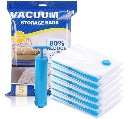 Super Saver Vacuum Compression Bags with Hand Pump (Pack of 5)