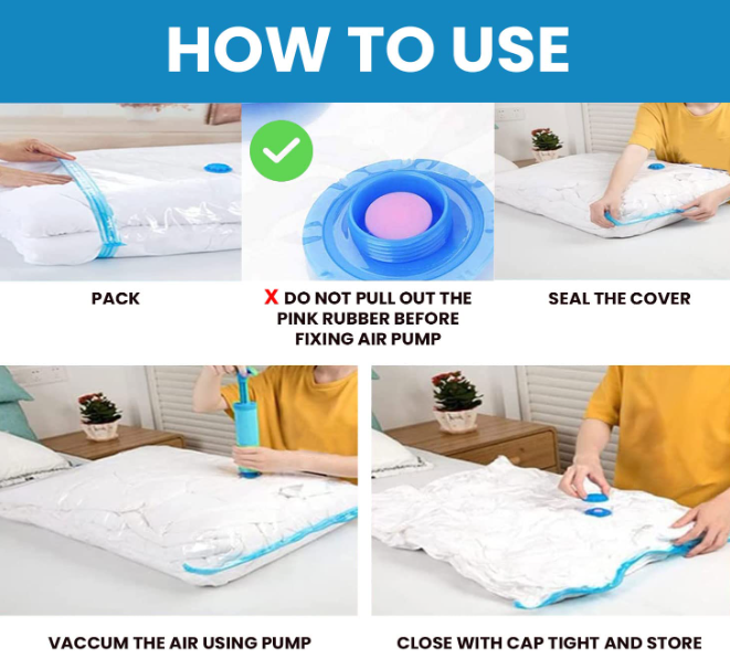 Super Saver Vacuum Compression Bags with Hand Pump (Pack of 5)