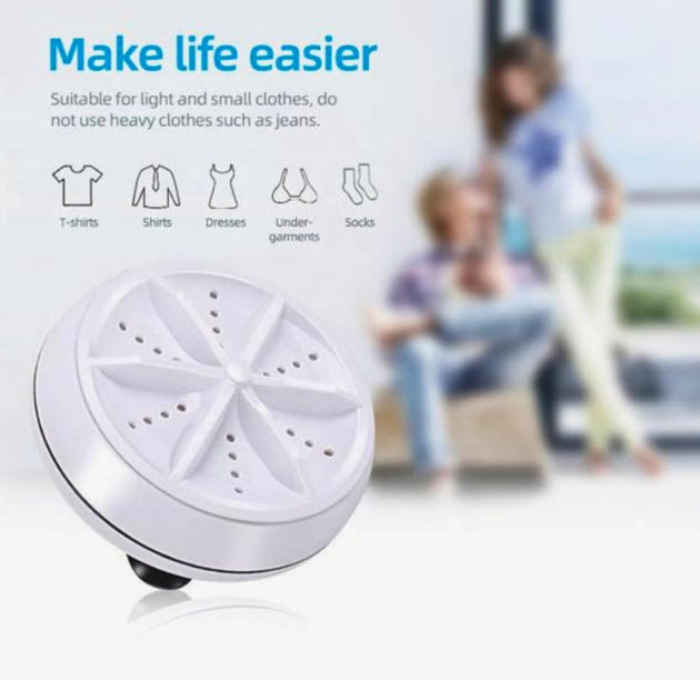 🌀 Mini Turbine USB Washing Machine – Portable Ultrasonic Washer