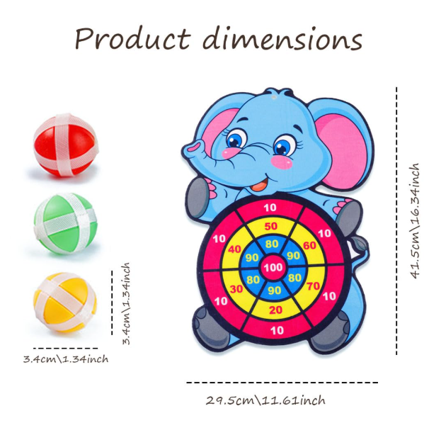 🐘🎯 Elephant Dart Game for Kids – Sticky Ball Target Board with 3 Ball