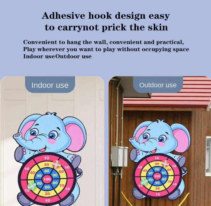 🐘🎯 Elephant Dart Game for Kids – Sticky Ball Target Board with 3 Ball