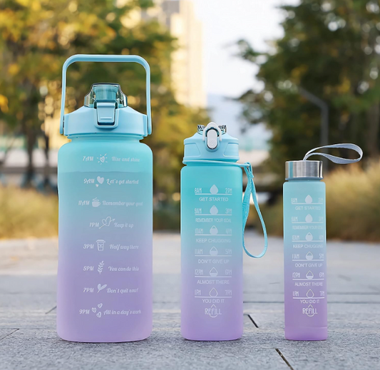 🧴 3-in-1 Motivational Water Bottle – 2L | Leakproof | BPA-Free | Set of 3